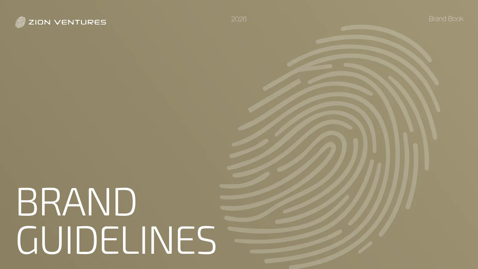 Zion Ventures Brand Guidelines presentation, page 1 of 34