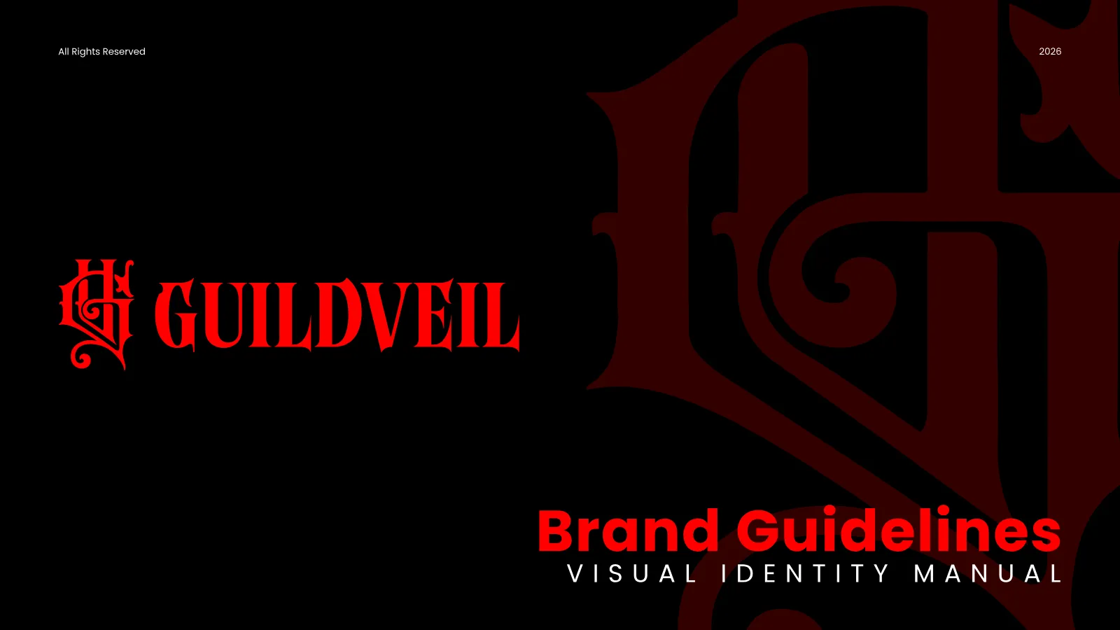 GUILDVEIL Brand Guidelines presentation, page 1 of 36