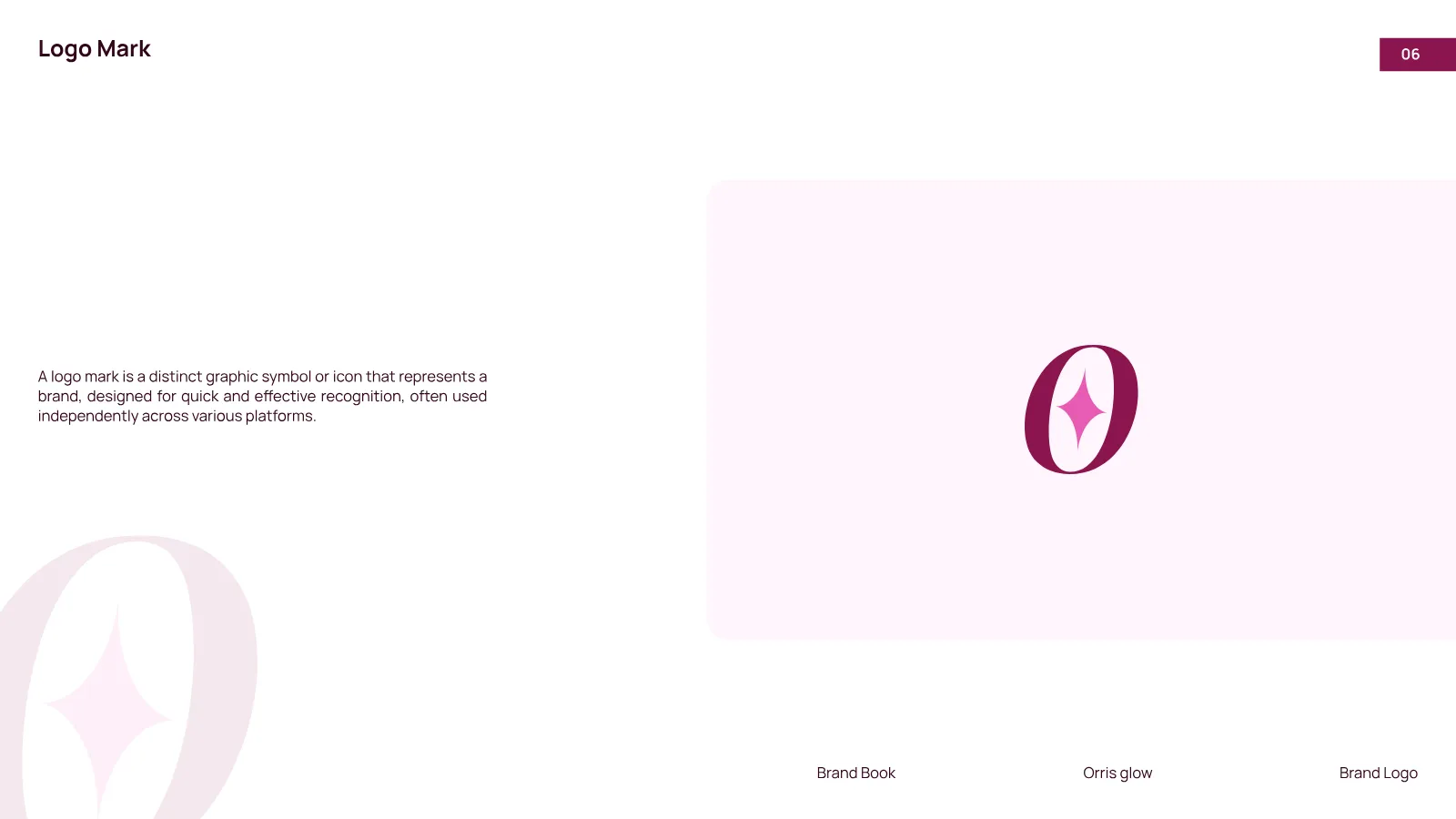 Orris Glow Brand Guidelines presentation, page 7 of 32