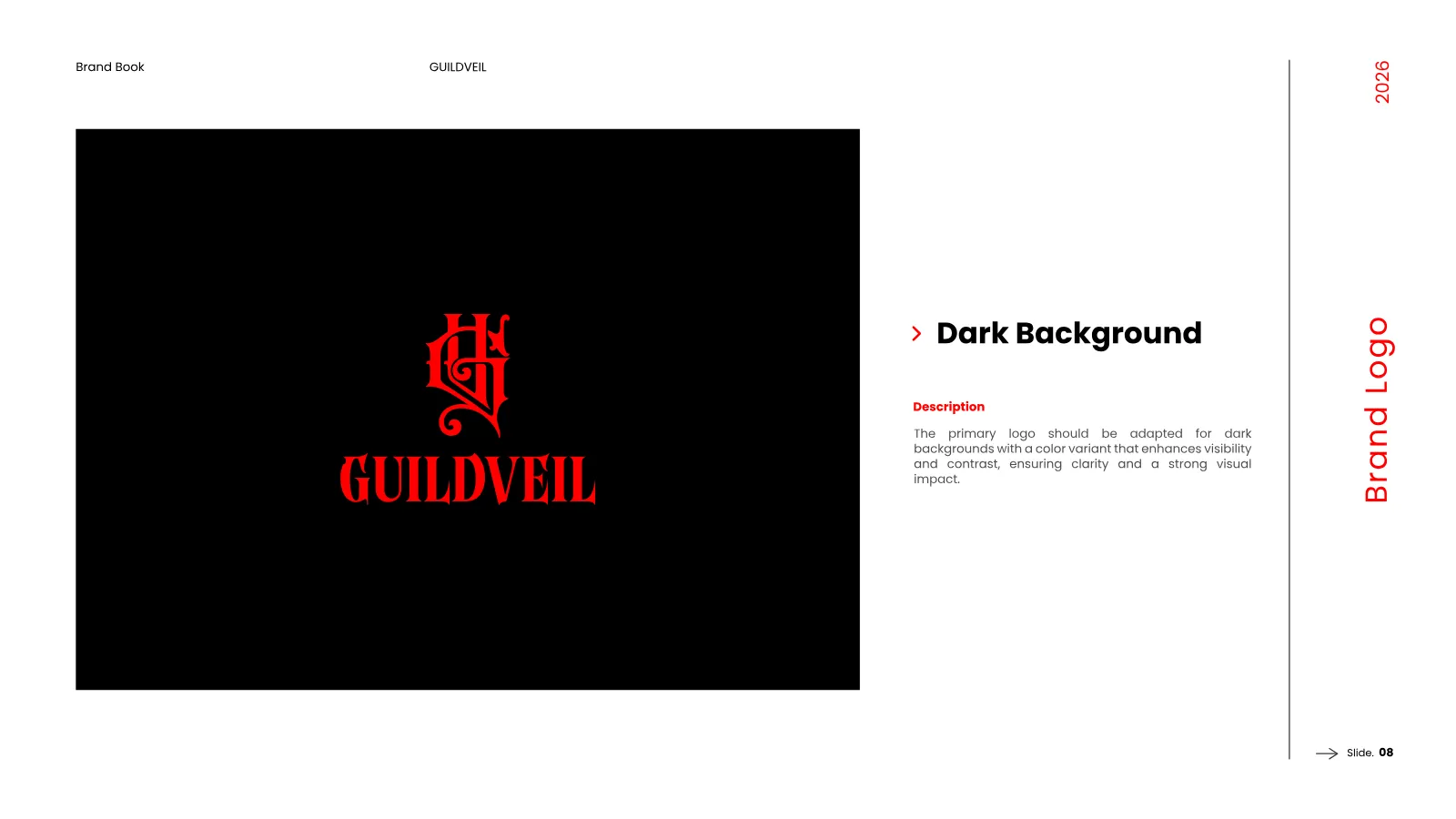 GUILDVEIL Brand Guidelines presentation, page 9 of 36