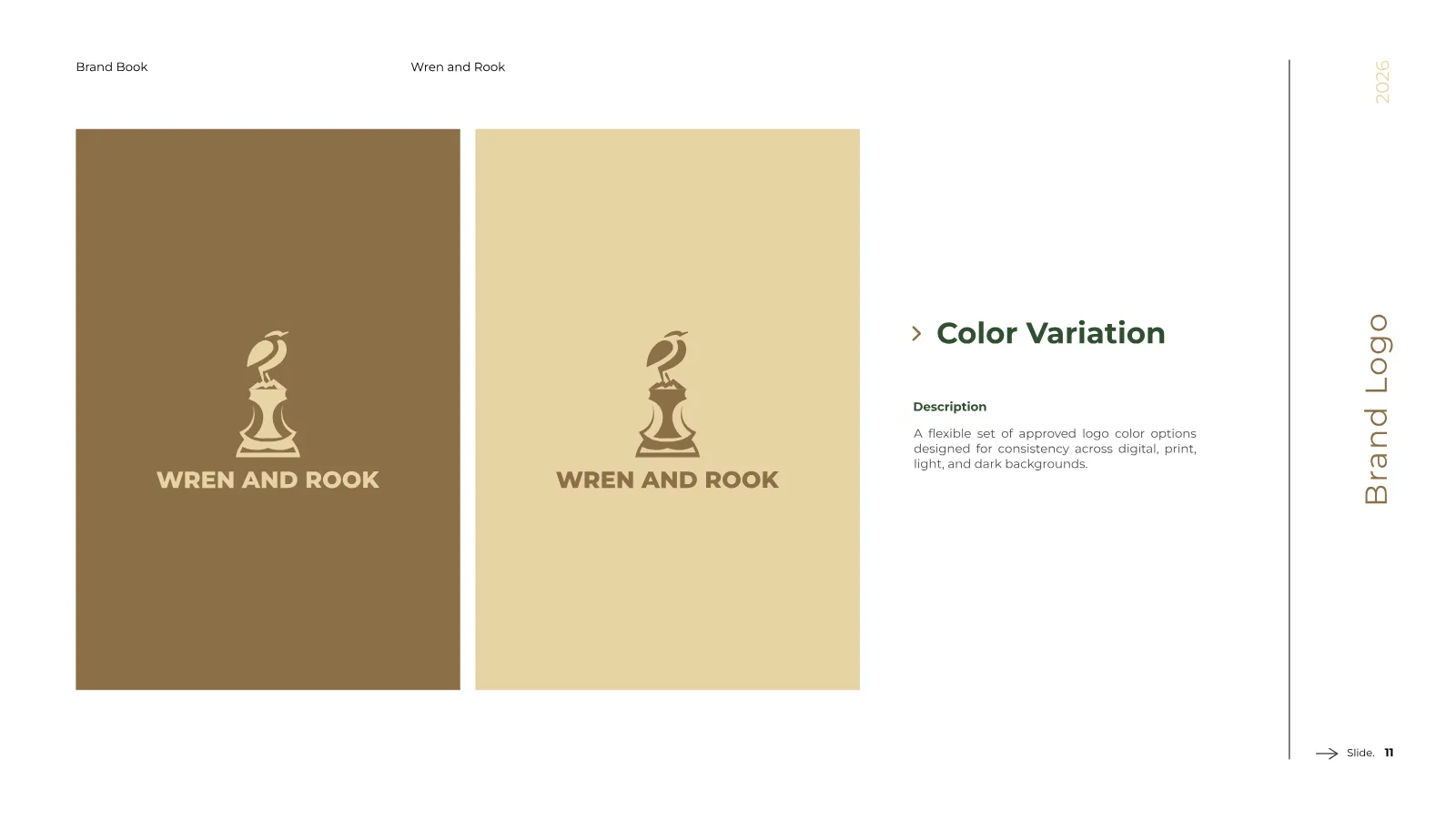 Wren and Rook Brand Guidelines presentation, page 12 of 38