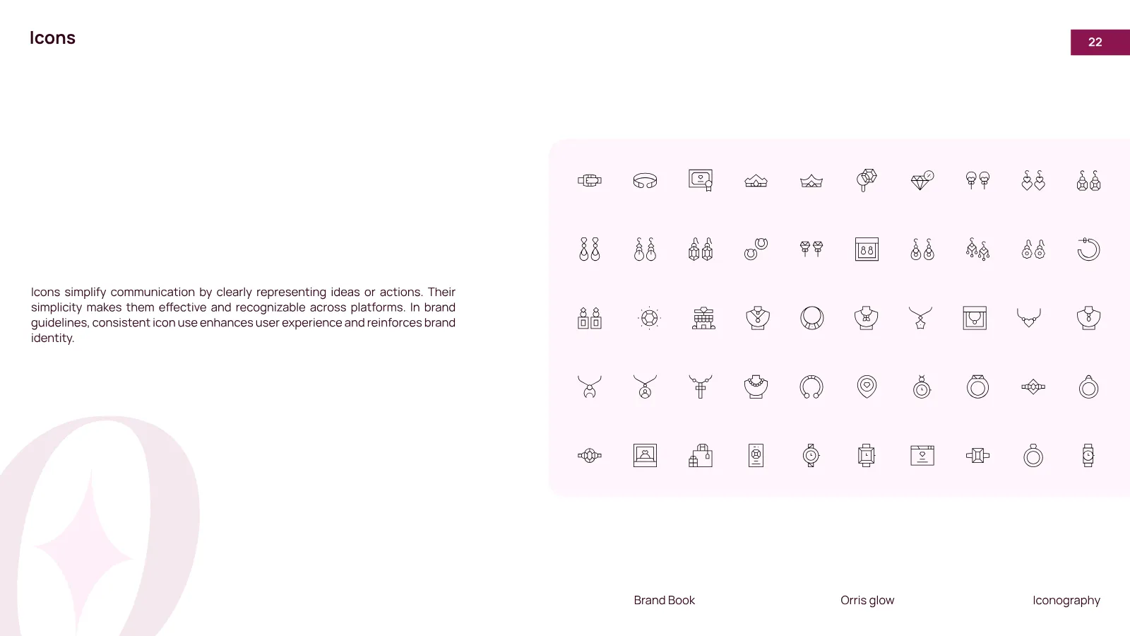 Orris Glow Brand Guidelines presentation, page 23 of 32