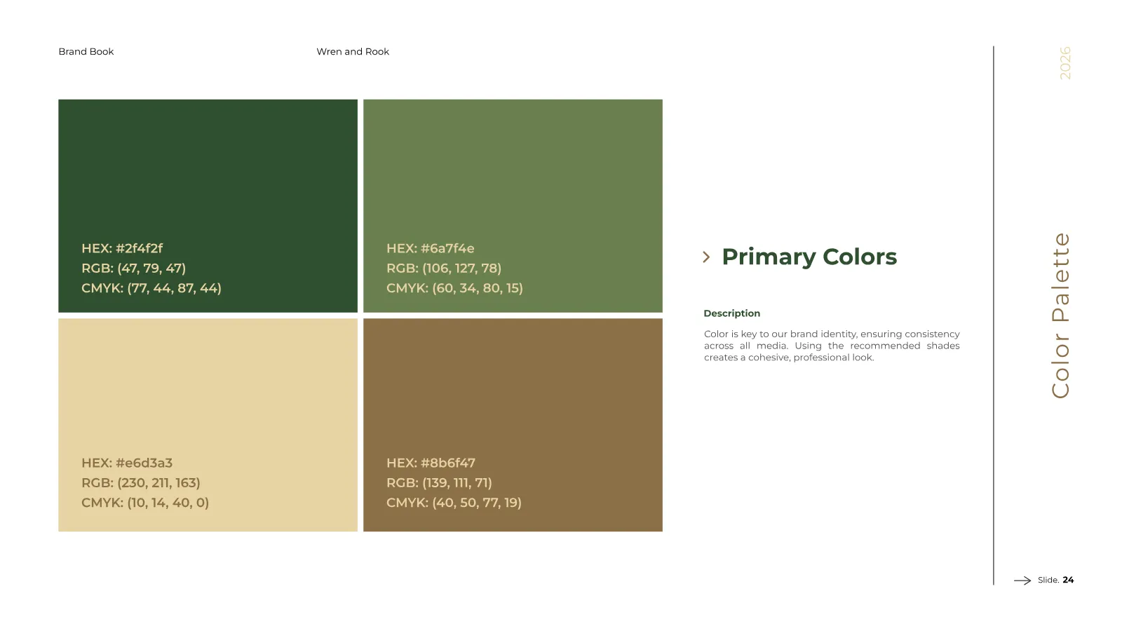 Wren and Rook Brand Guidelines presentation, page 25 of 38