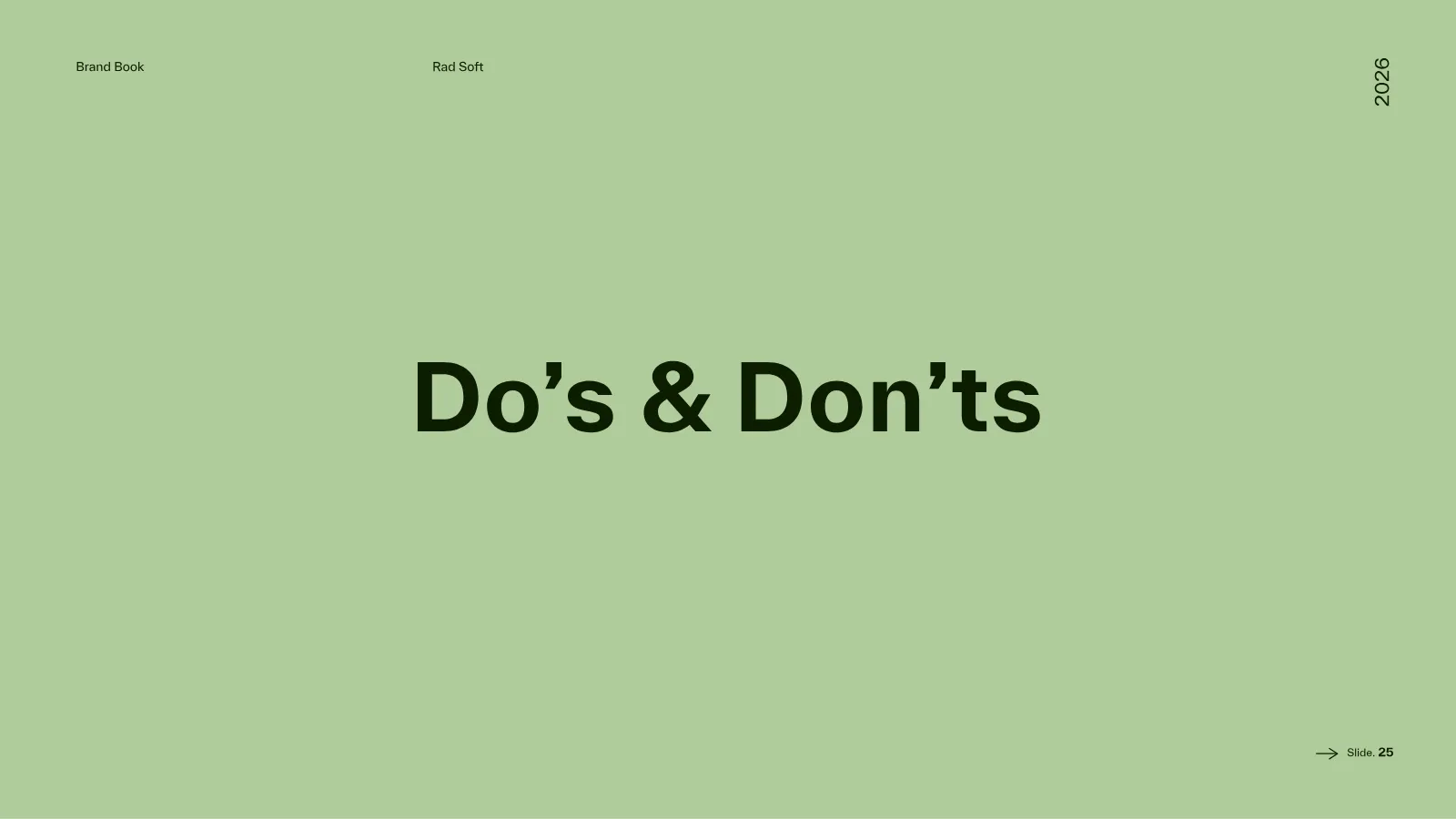 Rad Soft Brand Guidelines presentation, page 26 of 39