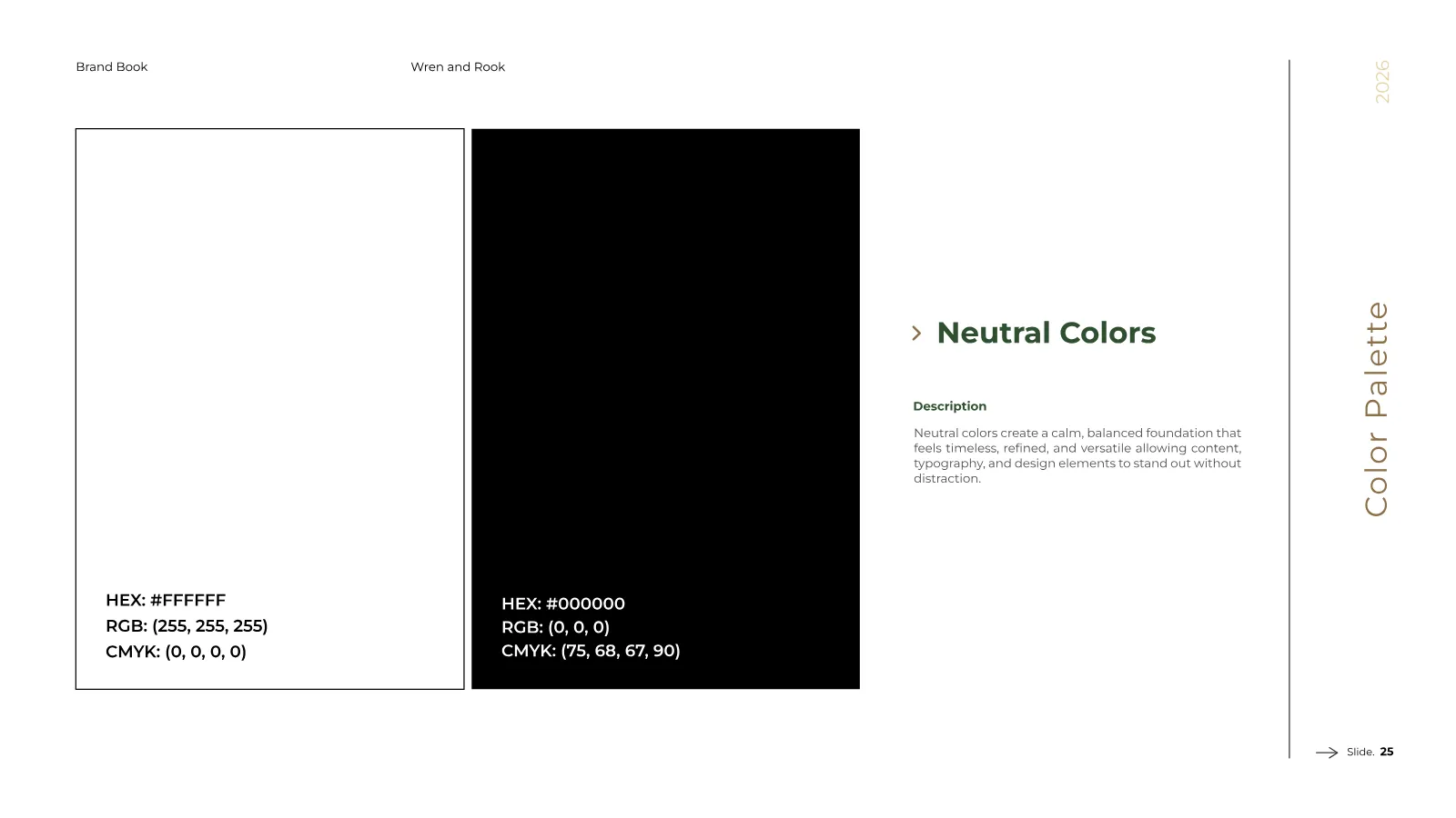Wren and Rook Brand Guidelines presentation, page 26 of 38
