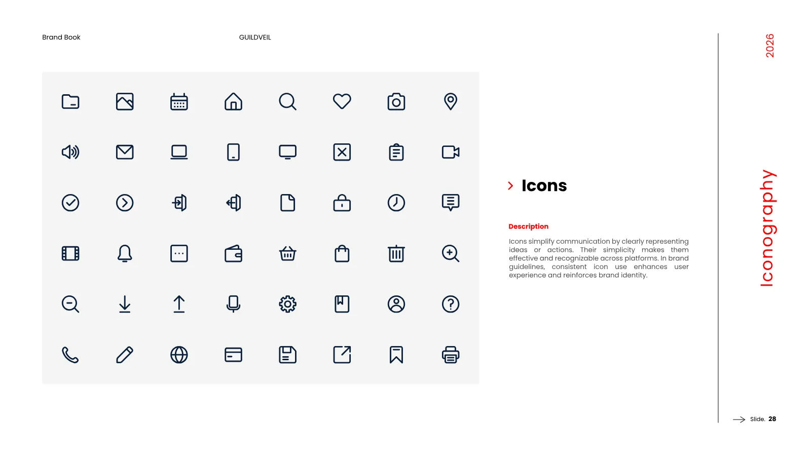 GUILDVEIL Brand Guidelines presentation, page 29 of 36