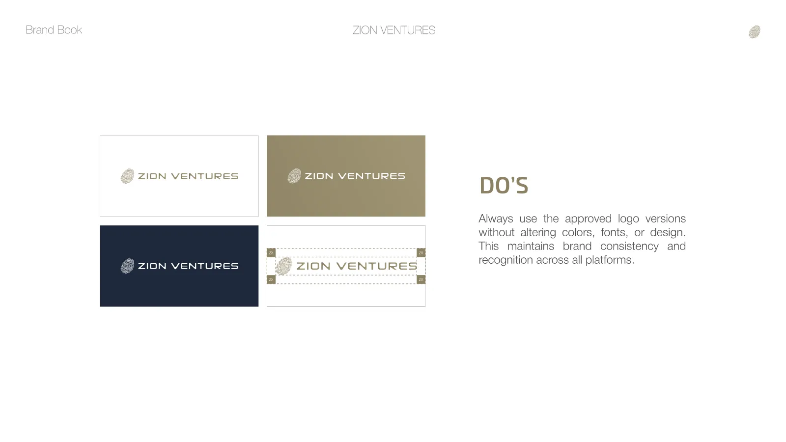 Zion Ventures Brand Guidelines presentation, page 32 of 34