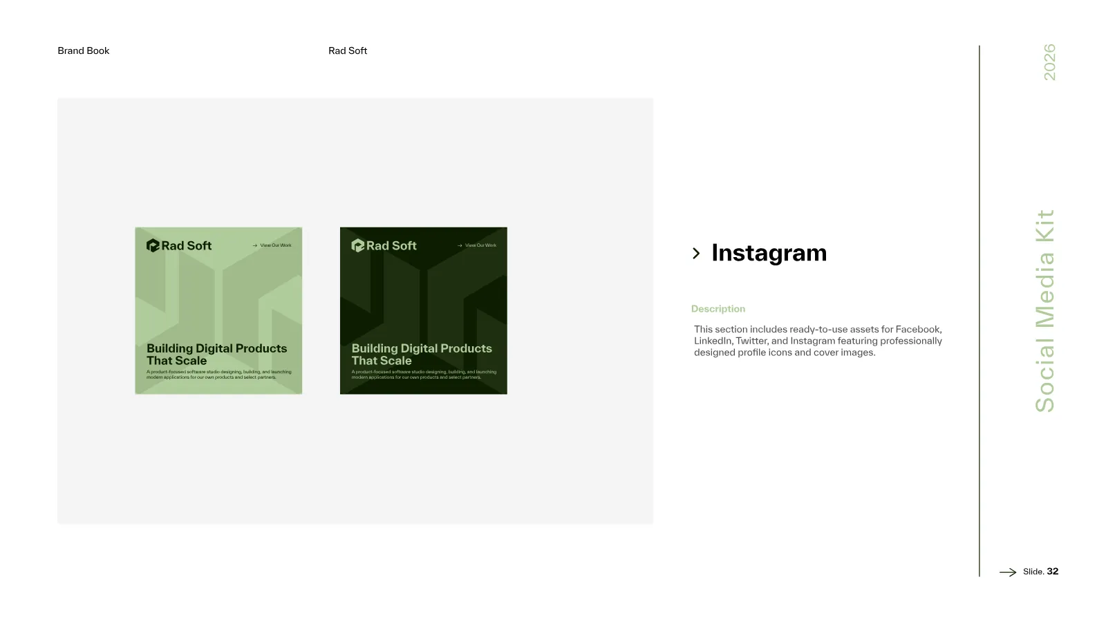 Rad Soft Brand Guidelines presentation, page 33 of 39