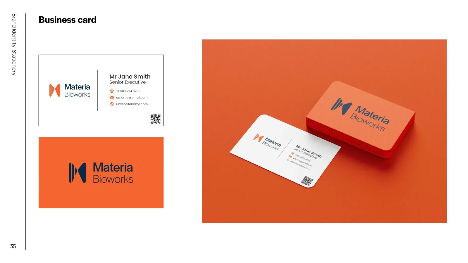 Materia Bioworks Brand Guidelines presentation, page 34 of 45