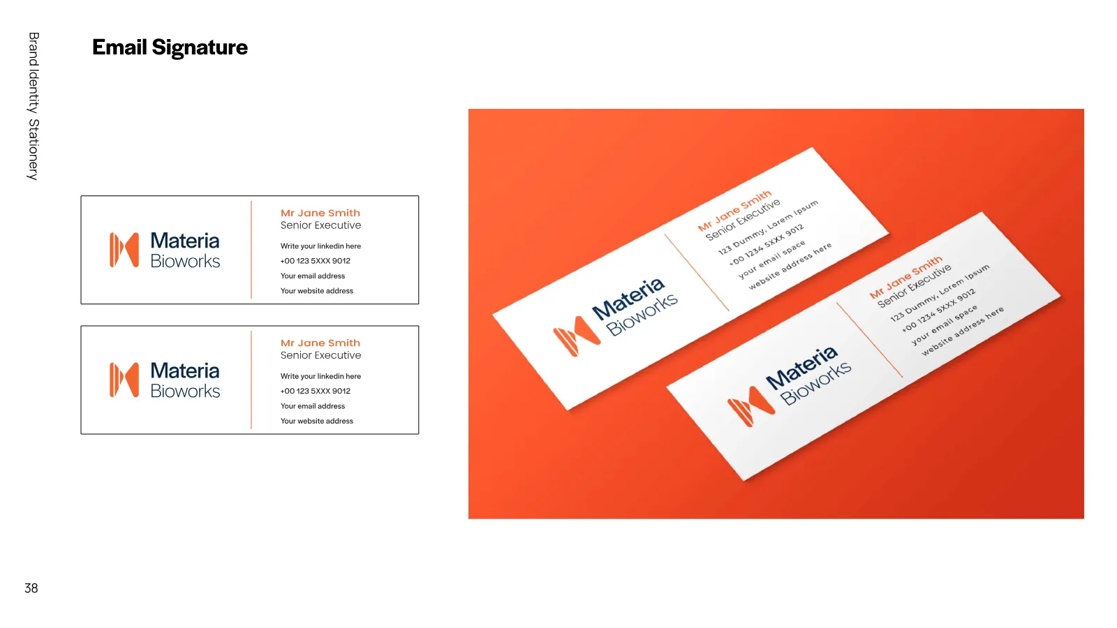 Materia Bioworks Brand Guidelines presentation, page 37 of 45