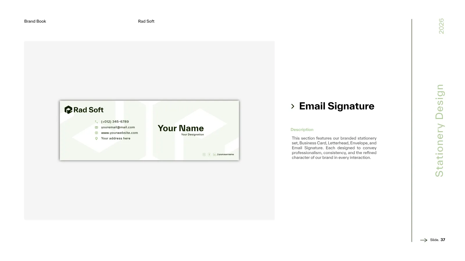 Rad Soft Brand Guidelines presentation, page 38 of 39